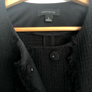 Boxy Black Tweed Blazer with Fringe Edge NWOT
